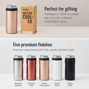 Huski Slim Can Cooler | NEW | Premium 12oz Skinny Drink Holder for Hard Seltzer, Beer, Soda | Triple Insulated 316 Stainless Steel | Seamless Design | Works as a Tumbler (Stainless)