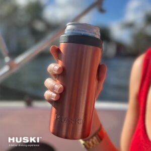 Huski Slim Can Cooler | NEW | Premium 12oz Skinny Drink Holder for Hard Seltzer, Beer, Soda | Triple Insulated 316 Stainless Steel | Seamless Design | Works as a Tumbler (Stainless)