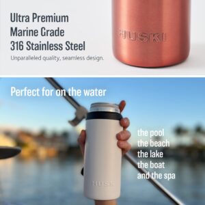 Huski Slim Can Cooler | NEW | Premium 12oz Skinny Drink Holder for Hard Seltzer, Beer, Soda | Triple Insulated 316 Stainless Steel | Seamless Design | Works as a Tumbler (Stainless)