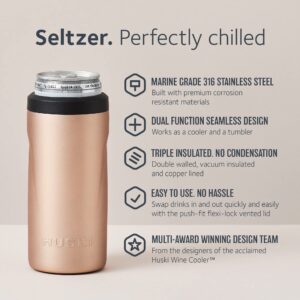 Huski Slim Can Cooler | NEW | Premium 12oz Skinny Drink Holder for Hard Seltzer, Beer, Soda | Triple Insulated 316 Stainless Steel | Seamless Design | Works as a Tumbler (Stainless)