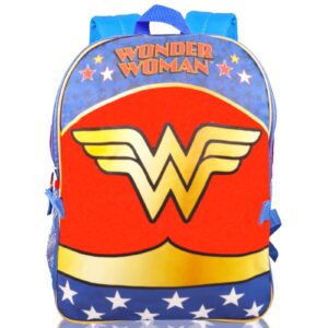 DC Shop Wonder Woman Backpack Lunch Box Set ~ 6-Pc Bundle With Premium 16" Wonder Woman School Bag, Lunch Bag, Water Bottle, Stickers, and More (Wonder Woman School Supplies)