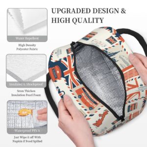 Oplp London Theme Envelopes Symbols Flag Retro Style Lunch Bag Box Meal Prep Insulated Handbag Reusable Lunch Container