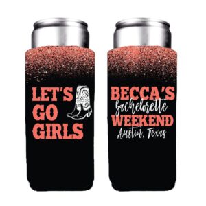 victorystore customized slim austin bachelorette party can coolers, bridal shower slim can holder, bachelorette party favors (24)