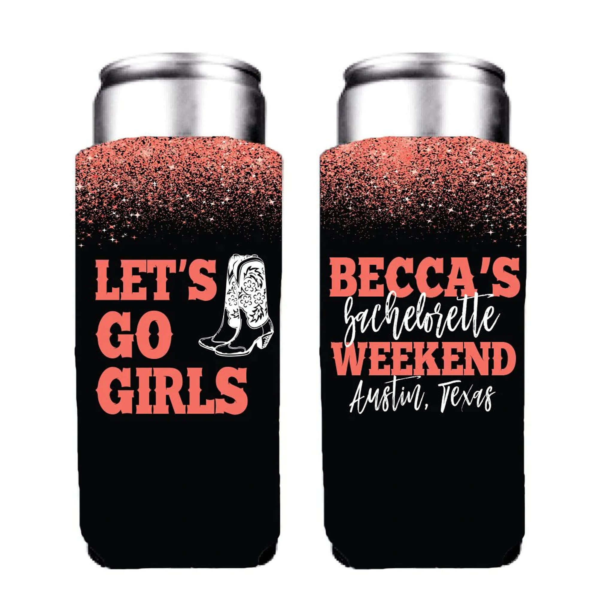 VictoryStore Customized Slim Austin Bachelorette Party Can Coolers, Bridal Shower Slim Can Holder, Bachelorette Party Favors (24)