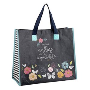 creative brands faithworks-prayerful wings inspirational reusable gift/tote bag, 16 x 13.5-inch, nothing impossible