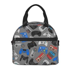 Colorful Video Game Controller Background Lunch Bag Reusable Insulated Lunch Tote Bag Lunchbox Container With Adjustable Shoulder Strap For Office Work School Picnic Travel