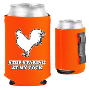 stop staring at my cock magnetic can coolie (orange)