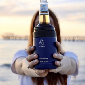 LionRox Chillax12 Beer Bottle and Can Insulator | Fully Vacuum Insulated Double Walled Stainless Steel Beer Bottle and Can Cooler | Beer Bottle and Can Holder (Navy Blue)