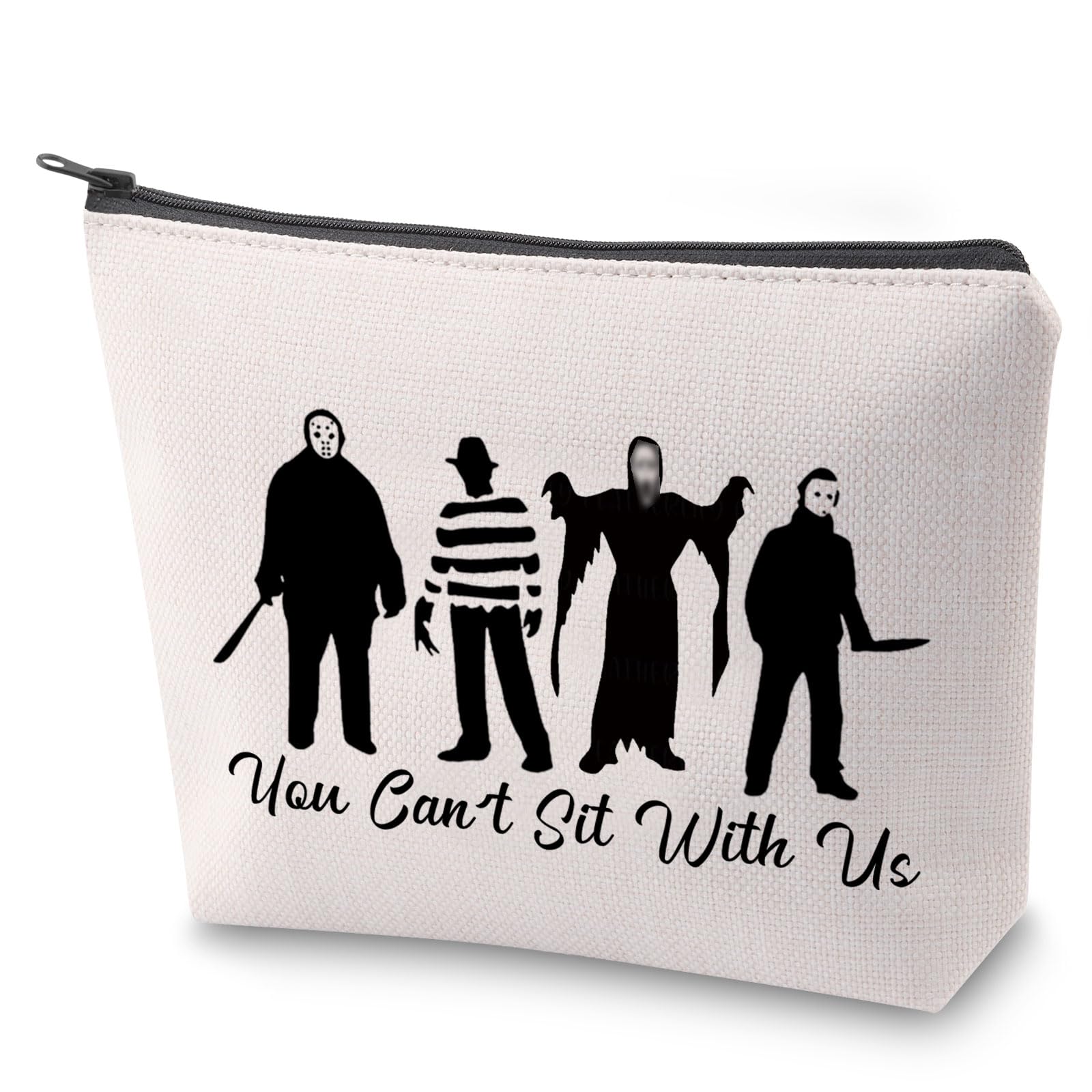 ZJXHPO Horror Movies Lover Gift You Cant Sit With Us Makeup Bag Horror Movie Fan Gift Horror Movie Canvas Tote Bag (Sit With Us 2)