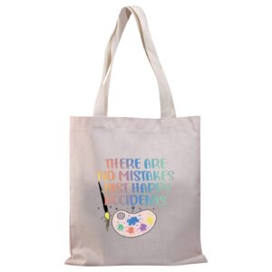bdpwss art lover gift there are no mistakes just happy accidents art student inspirational tote bag (no mistakes tg)