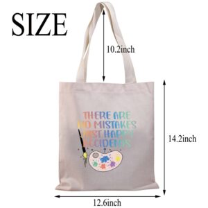 BDPWSS Art Lover Gift There Are No Mistakes Just Happy Accidents Art Student Inspirational Tote Bag (No mistakes TG)