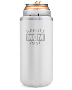 soho slim can cooler gift for mom, insulated for skinny beer or hard seltzer can for mothers day/birthday/christmas "worlds best mom" (gift boxed)