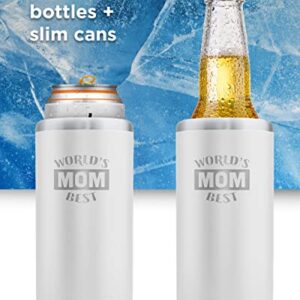 SoHo Slim Can Cooler Gift for Mom, Insulated for Skinny Beer or Hard Seltzer Can for Mothers Day/Birthday/Christmas "Worlds Best Mom" (Gift Boxed)