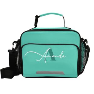 custom teal insulated lunch bag with adjustable shoulder strap lunch box for students women light weight tote lunch bag for work picnic school