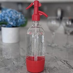 Sodafall Seltzer bottle with converter adapter for SodaStream machines/Fizz saver seltzer bottle with dispenser (red)