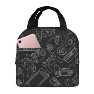 duduho video game pattern lunch bag compact tote bag reusable lunch box container for women men school office work