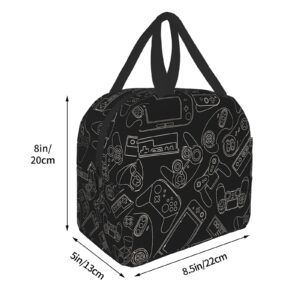 Duduho Video Game Pattern Lunch Bag Compact Tote Bag Reusable Lunch Box Container For Women Men School Office Work