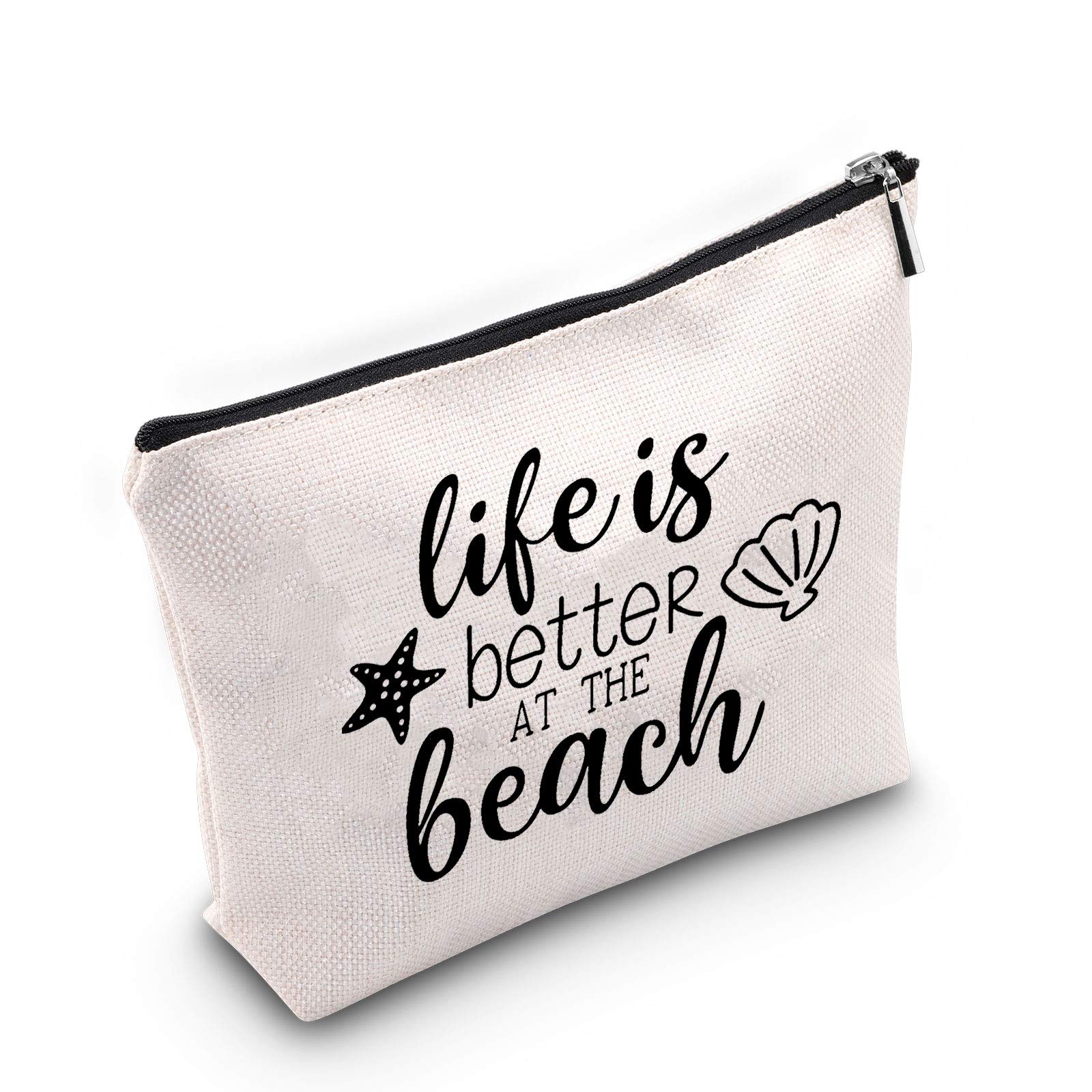 TSOTMO Beach Bag Beach Life Configuration Makeup Bag Trip Gifts Life is Better at The Beach Cosmetic Bag Gift for Beach Beach Themed Gift (Beach Life)