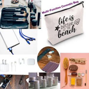 TSOTMO Beach Bag Beach Life Configuration Makeup Bag Trip Gifts Life is Better at The Beach Cosmetic Bag Gift for Beach Beach Themed Gift (Beach Life)