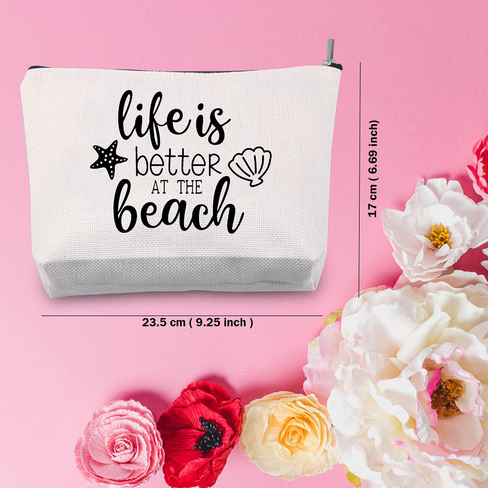 TSOTMO Beach Bag Beach Life Configuration Makeup Bag Trip Gifts Life is Better at The Beach Cosmetic Bag Gift for Beach Beach Themed Gift (Beach Life)