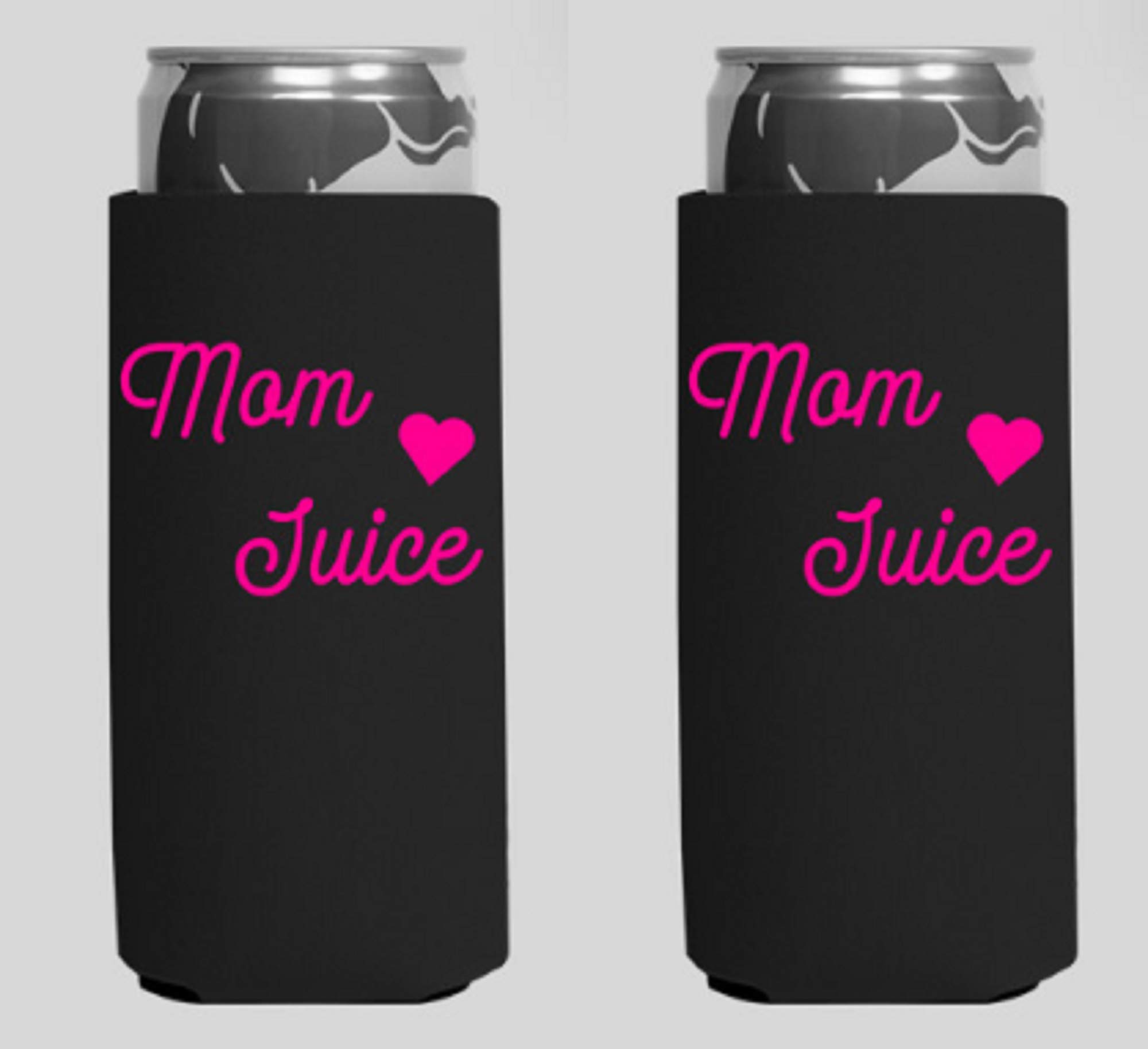 Mom Juice Mom Fuel Skinny Slim Tall Beer Can Cooler Beverage Insulators Holder for White Claw Truly Red Bull 12oz (Black)