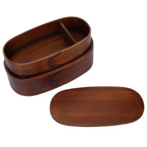 yosoo 2 layer wooden japanese bento box, food storage containers, easy to carry, for hiking, climbing, camping, lake fishing, construction sites, picnics