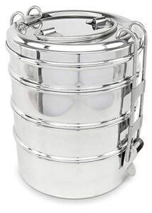 lifestyle block stainless steel tiffin style 4-layer round stacking lunch box