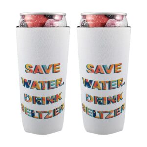 save water drink seltzer, cozose slim can cooler sleeves for white claws and hard seltzer, tall can insulator coolies, insulated drink holders, 2-pack…