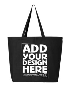 shop4ever personalized custom design your own jumbo heavy canvas tote reusable shopping bag 10 oz black 1 pack