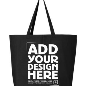 shop4ever Personalized Custom Design Your Own Jumbo Heavy Canvas Tote Reusable Shopping Bag 10 oz Black 1 Pack