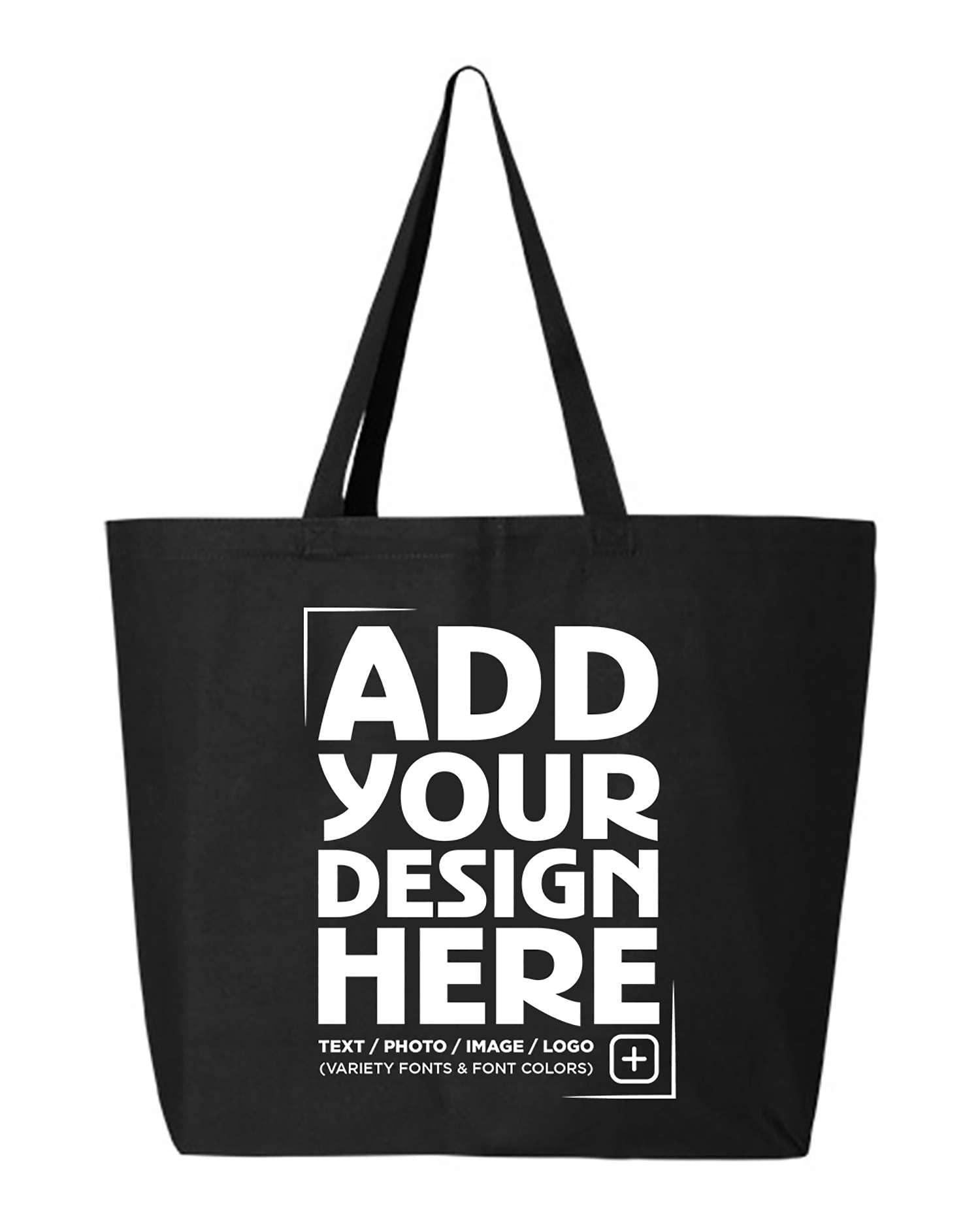 shop4ever Personalized Custom Design Your Own Jumbo Heavy Canvas Tote Reusable Shopping Bag 10 oz Black 1 Pack