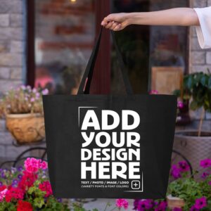 shop4ever Personalized Custom Design Your Own Jumbo Heavy Canvas Tote Reusable Shopping Bag 10 oz Black 1 Pack