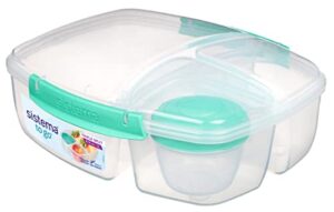 sistema to go triple split lunch box with yoghurt pot, 2l - assorted colour