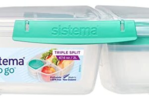 Sistema to Go Triple Split Lunch Box with Yoghurt Pot, 2L - Assorted Colour