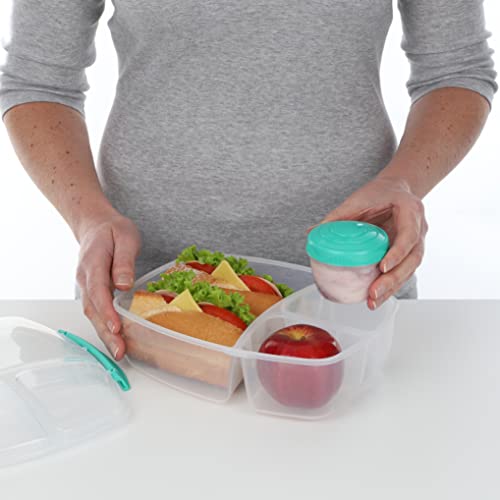 Sistema to Go Triple Split Lunch Box with Yoghurt Pot, 2L - Assorted Colour