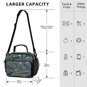 Exnundod Train Locomotive Lunch Bag Retro Reusable Insulated Bag Cooler Lunch Tote with Bottle Holder Adjuster Shoulder Strape Durable for Men Women Adults