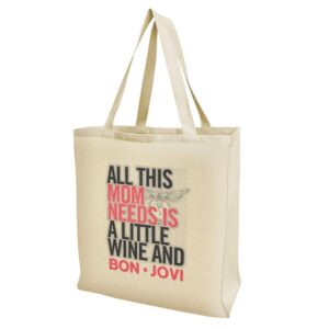 graphics & more bon jovi mom needs wine and jovi grocery travel reusable tote bag