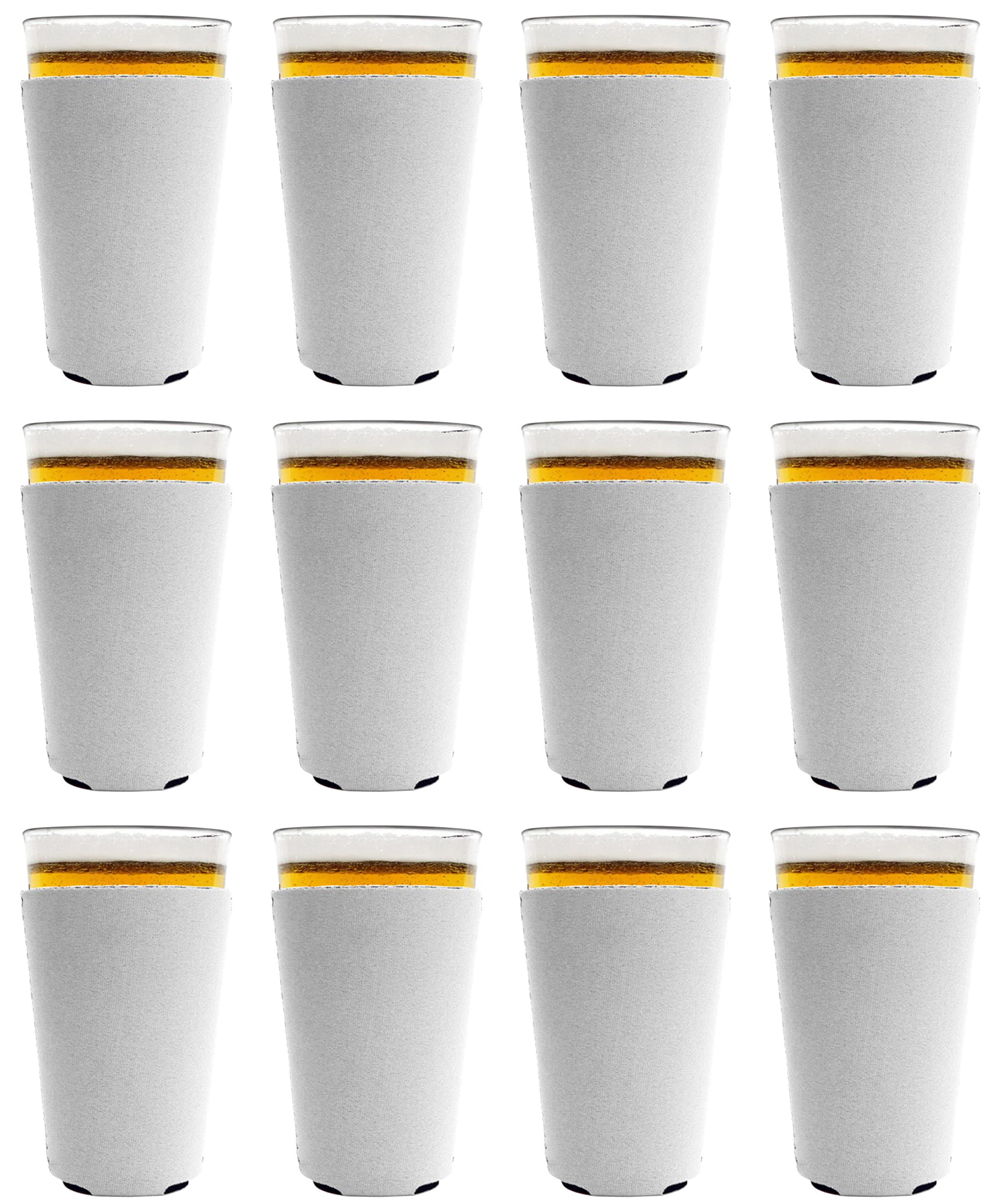 Blank Neoprene Pint Glass Coolie (12 Pack, White)