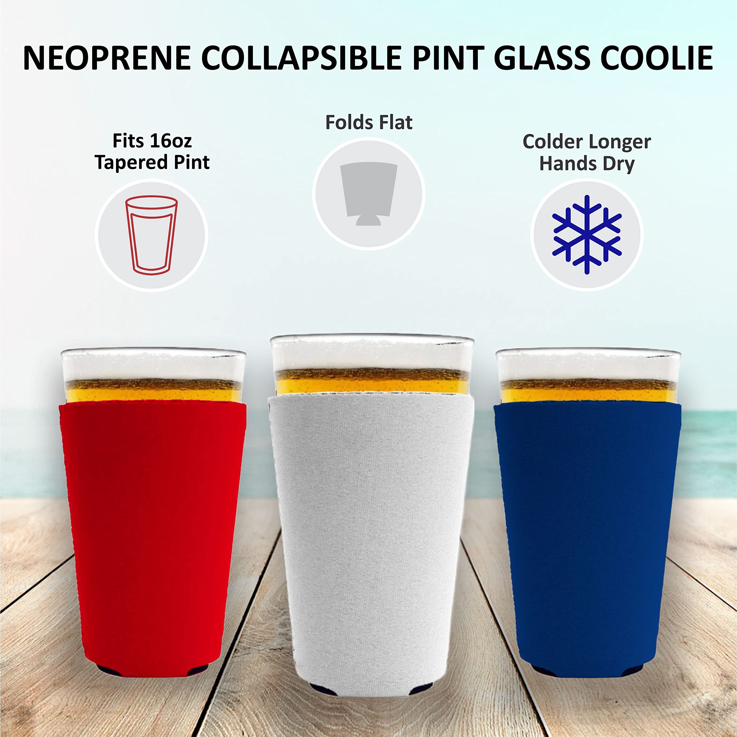 Blank Neoprene Pint Glass Coolie (12 Pack, White)