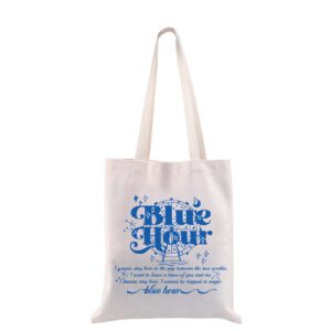 cmnim blue ’ hour inspired tote bag tomorrowxt album kpop merchandise korean music gift for kpop lover party favor (blue ’ hour inspired tote bag)