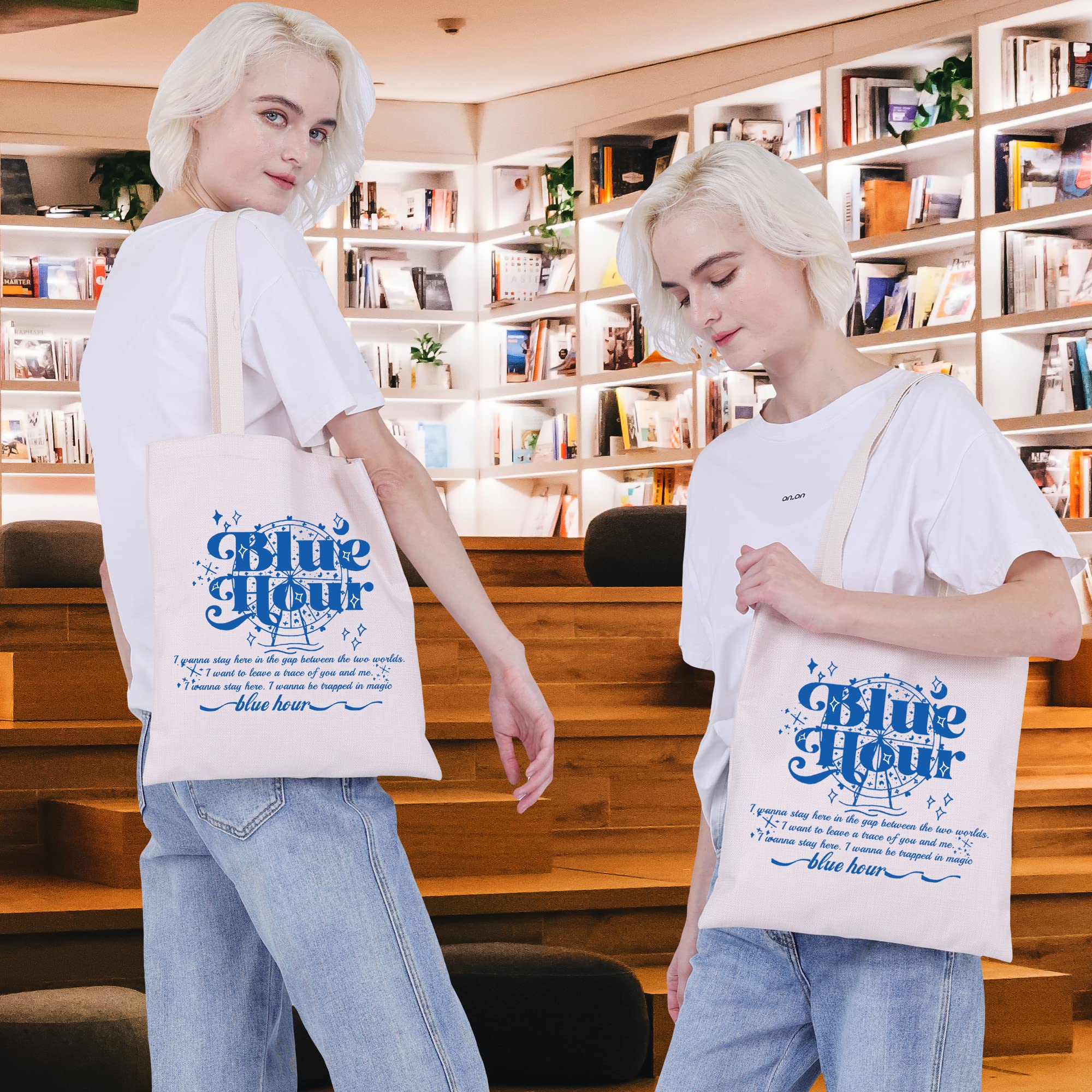 CMNIM Blue ’ Hour Inspired Tote Bag TomorrowXT Album Kpop Merchandise Korean Music Gift for Kpop Lover Party Favor (Blue ’ Hour Inspired Tote Bag)