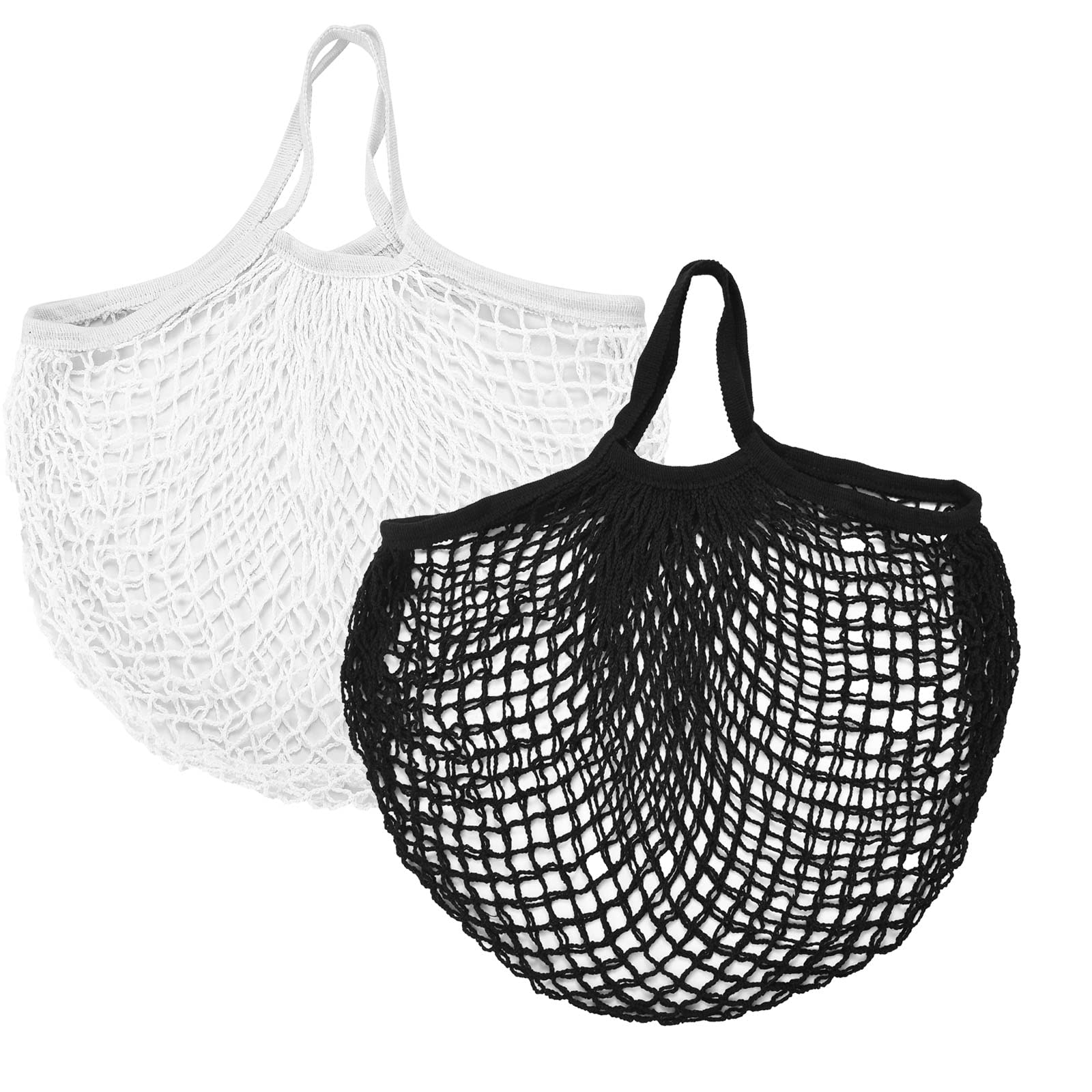 Eslazoe [2pack] completely Cotton string storage shopping bags, Ecology Reusable and washable mesh grocery bag,Portable short handle net tote