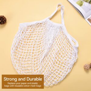 Eslazoe [2pack] completely Cotton string storage shopping bags, Ecology Reusable and washable mesh grocery bag,Portable short handle net tote