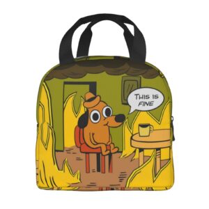 Wuozoi is fine dog funny Lunch Bag Lunch Box Meal Tote For Picnic Camping Work Travel One Size