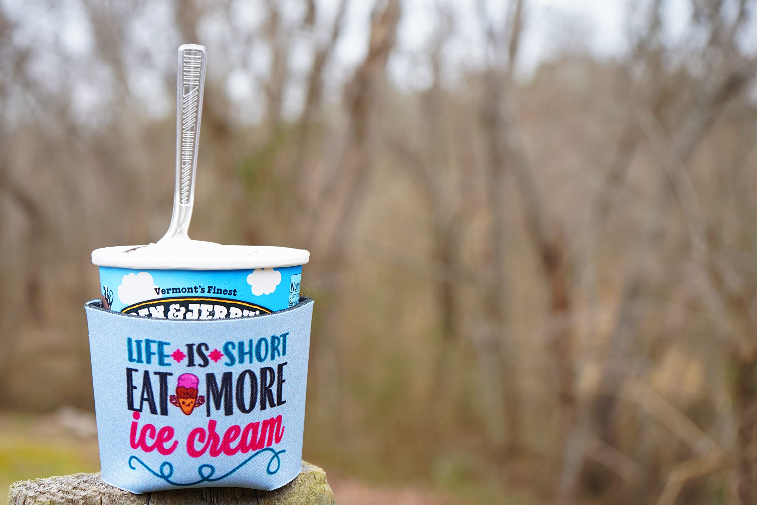 1 Pc Life is Short, Eat More Ice Cream - Pint Coolie. Best Friends Ice Cream Pint Hugger. Pre-Printed Packs (1)