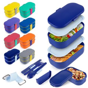 hÄmtmat bento box adult lunch boxes - japanese lunch containers for adults lunchbox set for meal prep cute stackable container insulated microwave safe leak proof reusable chopsticks blue