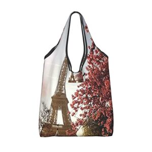 Dorekim Reusable Grocery Bags Eiffel Tower Foldable Shopping Bags Large Groceries Bags Recycling Shopping Totes