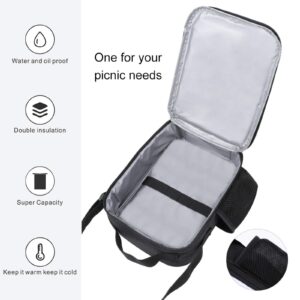 CHSSONG Stranger ST Insulated Lunch Box Dinner Bag Leakproof Cooler Portable Handbag Reusable Thermal Tote Bag With Adjustable Shoulder Strap Black, ST-BLACK, 25x20x8cm(9.8x7.9x3.1inch)