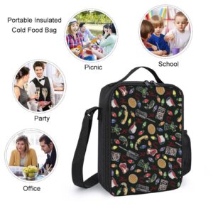 CHSSONG Stranger ST Insulated Lunch Box Dinner Bag Leakproof Cooler Portable Handbag Reusable Thermal Tote Bag With Adjustable Shoulder Strap Black, ST-BLACK, 25x20x8cm(9.8x7.9x3.1inch)