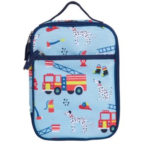 wildkin day2day kids lunch box bag for boys & girls, perfect for elementary lunch box for kids, easy access front pocket, ideal for packing hot or cold snacks for school & travel (firefighters)
